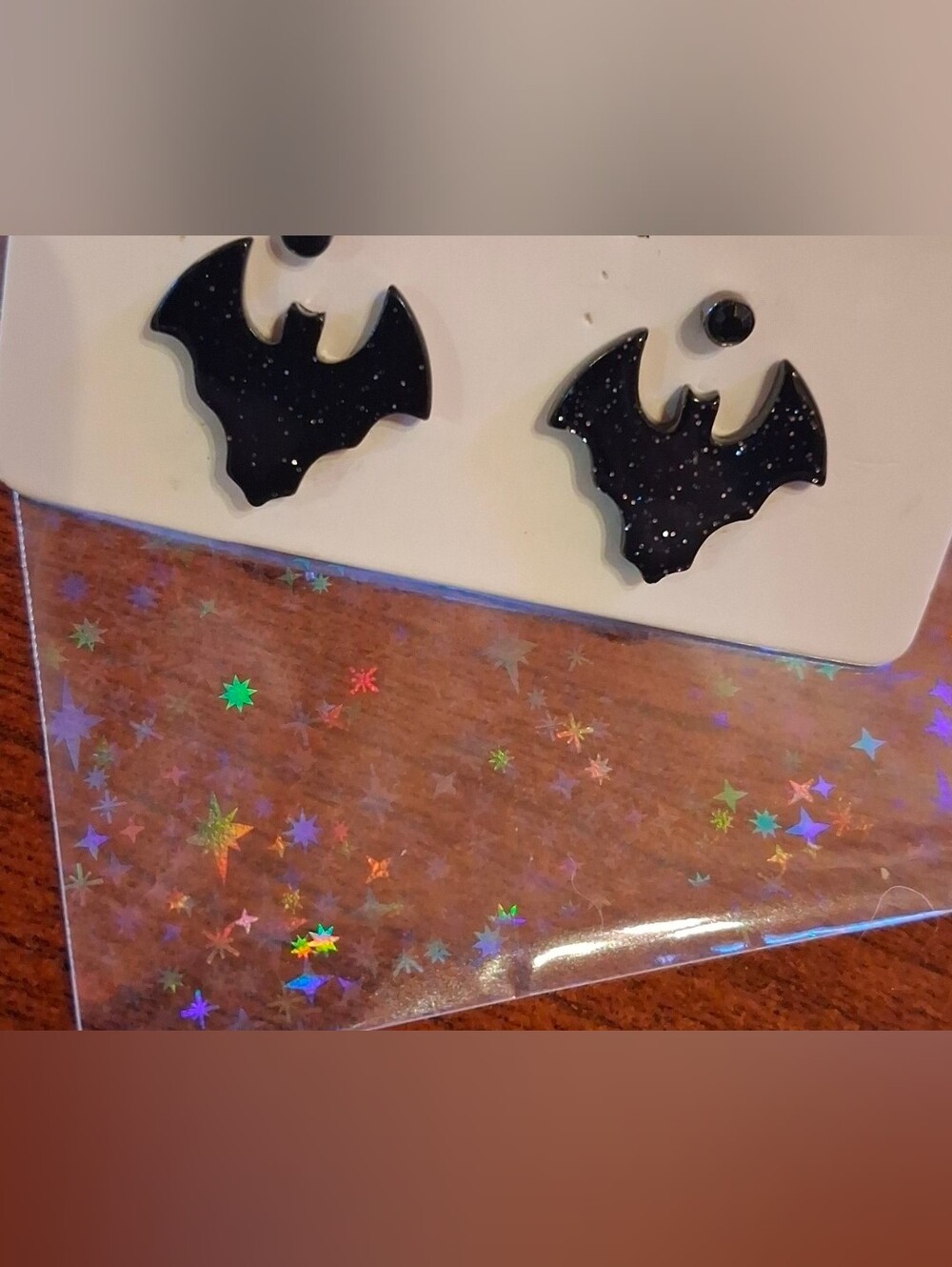 $8 Each Or Bundle 5/$20 Black Glitter Bat & Black Stud Halloween Earring Set